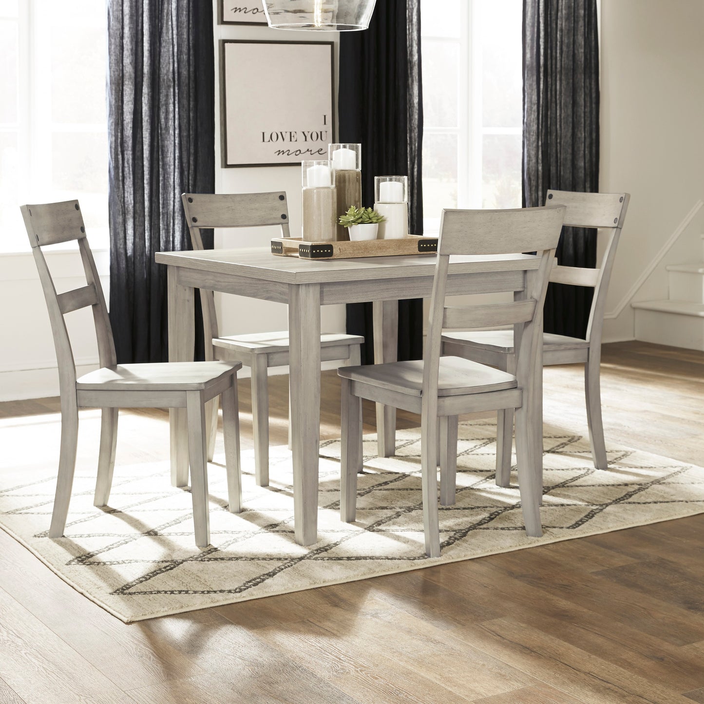 Ashley Signature Design Loratti Dining Table and Chairs (Set of 5) Gray D261-225