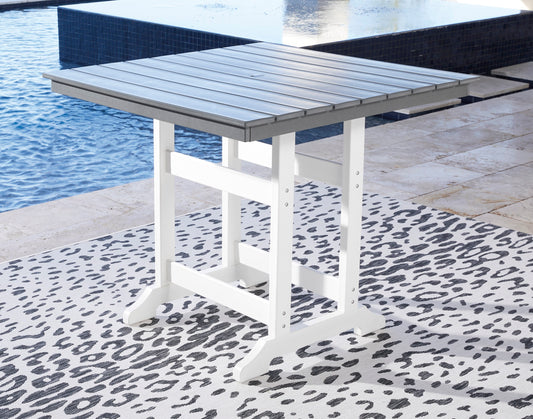 Ashley Signature Design Transville Outdoor Counter Height Dining Table Gray/White P210-632