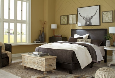 Ashley Signature Design Mesling Queen Upholstered Bed Dark Brown B091-081