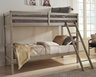 Ashley Signature Design Lettner Twin/Twin Bunk Bed with Ladder Light Gray B733-59