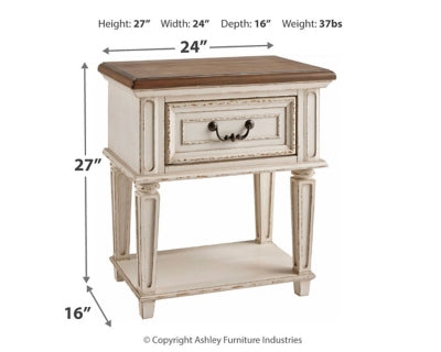 Ashley Signature Design Realyn Nightstand Chipped White B743-91
