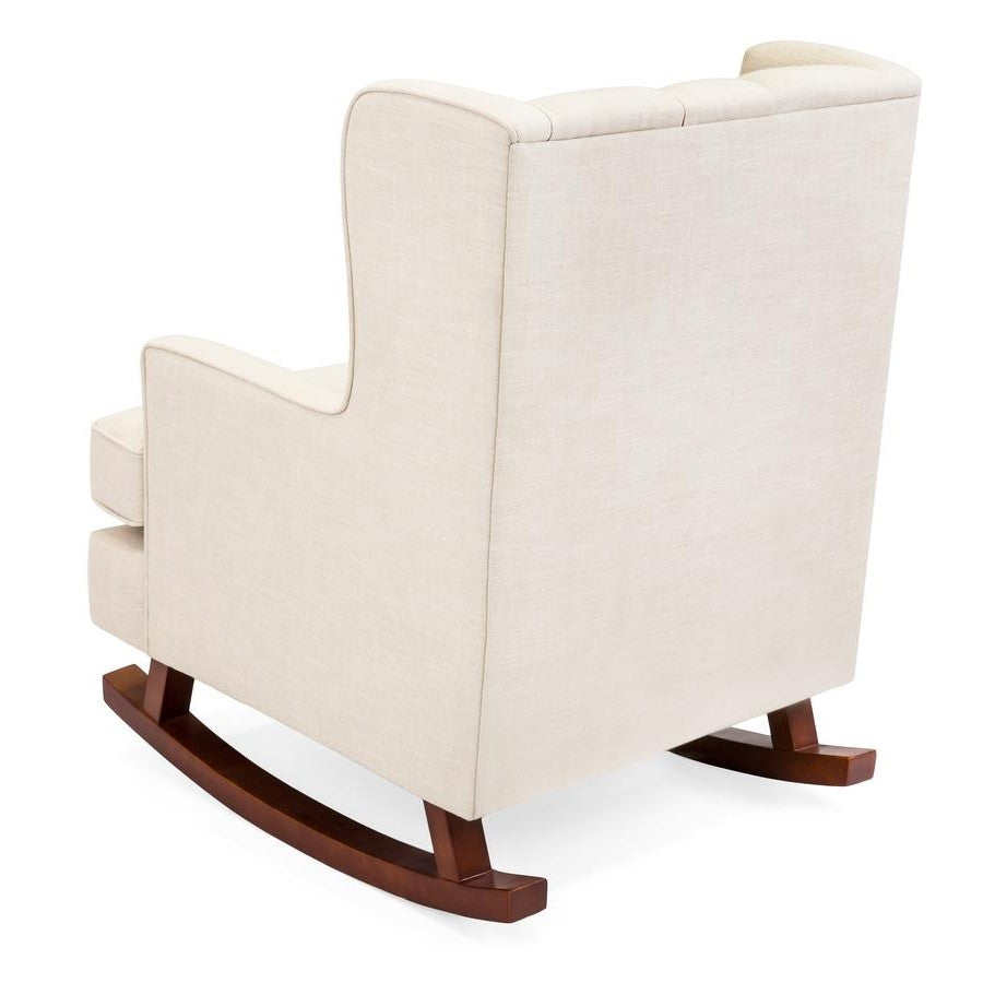 Beige Soft Tufted Upholstered Wingback Rocker Rocking Chair