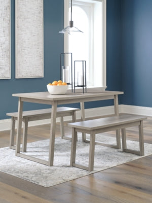 Ashley Signature Design Loratti Dining Table and Benches (Set of 3) Gray D261-125