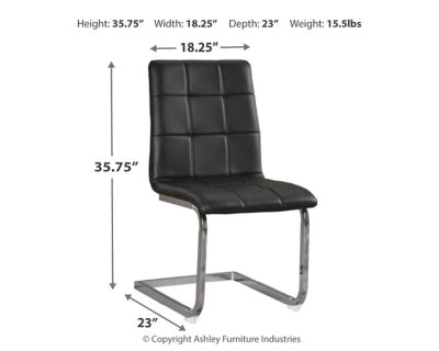 Ashley Signature Design Madanere Dining Chair Black/Chrome Finish D275-01