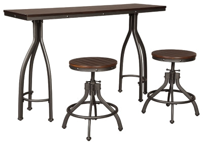 Ashley Signature Design Odium Counter Height Dining Table and Bar Stools (Set of 3) Rustic Brown D284-113