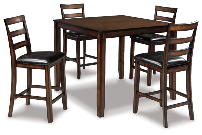 Ashley Signature Design Coviar Counter Height Dining Table and Bar Stools (Set of 5) Brown D385-223