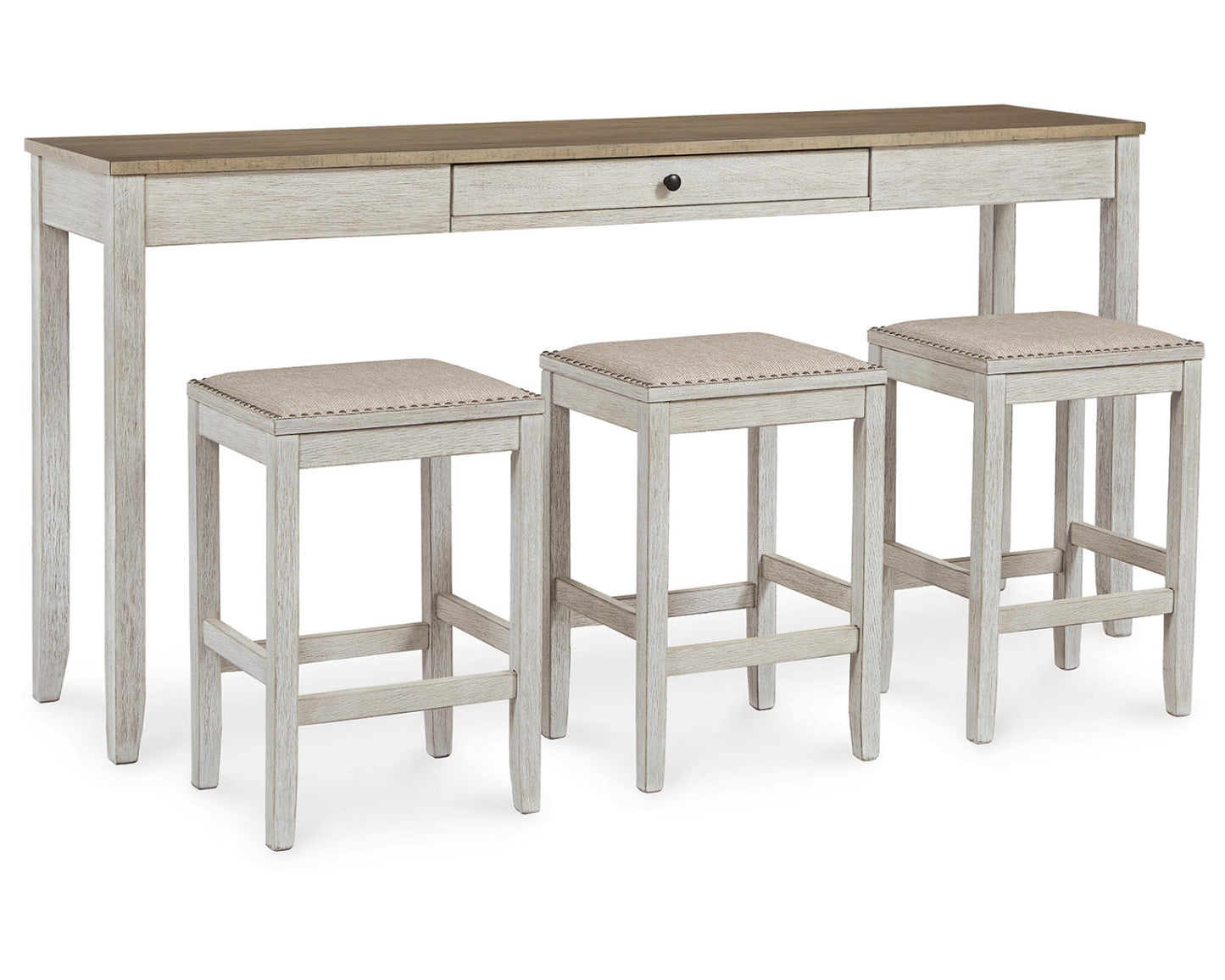 Ashley Signature Design Skempton Counter Height Dining Table and Bar Stools (Set of 3) White/Light Brown D394-223