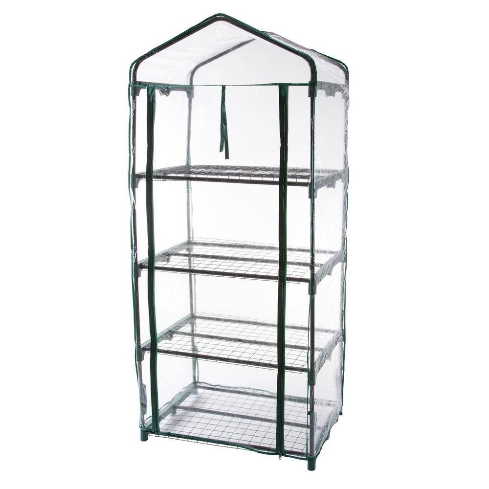 Durable 4-Tier Plant Stand Greenhouse with Zippered PVC Cover
