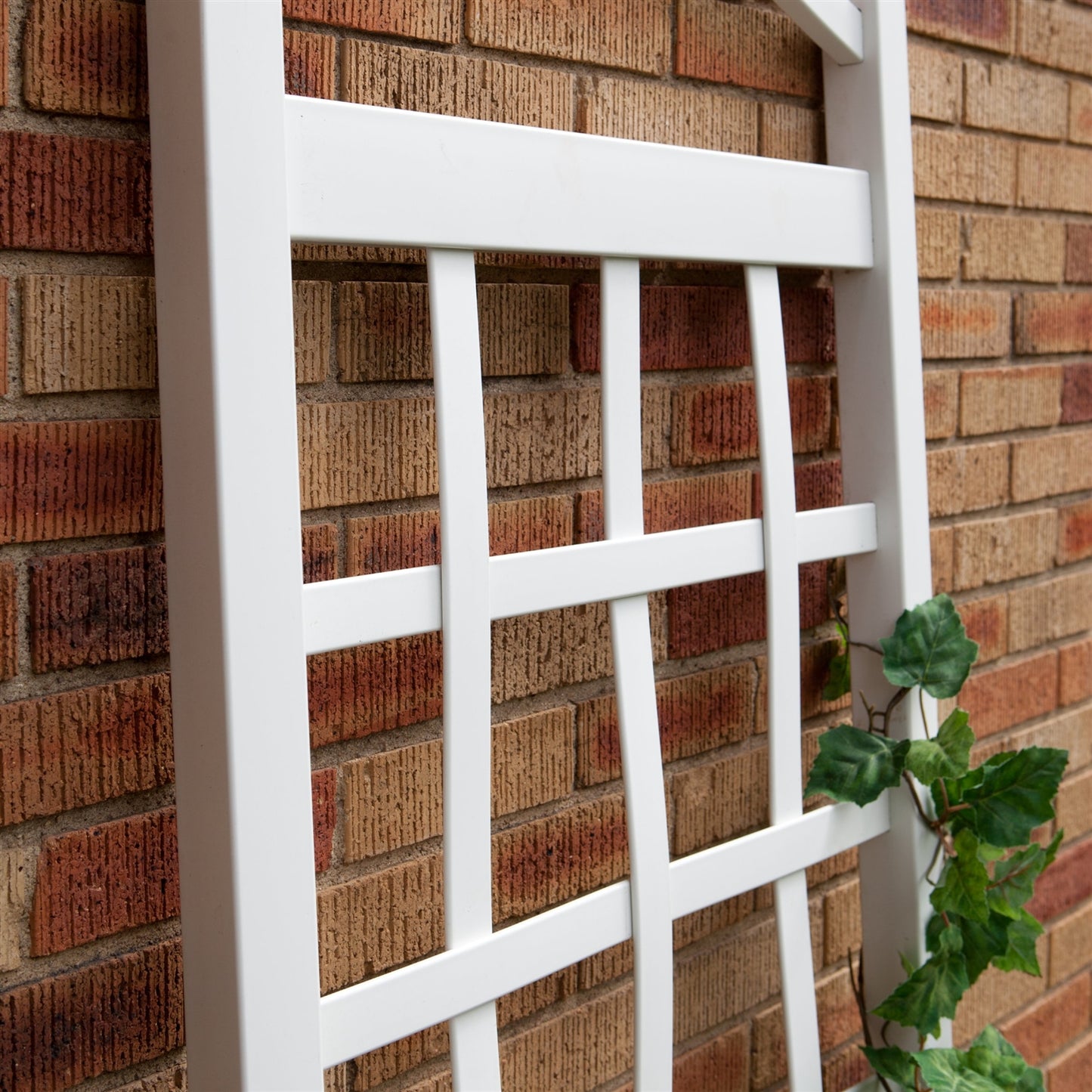 6 Ft White Vinyl Garden Trellis with Arch Top with Ground Mount Anchors