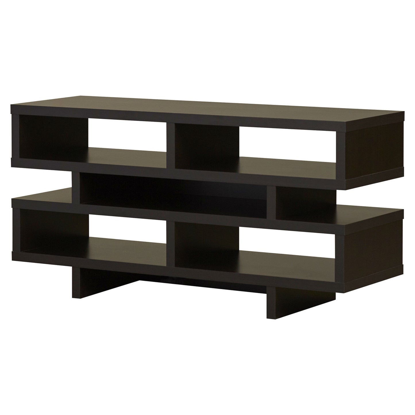 Modern TV Stand Entertainment Center in Dark Brown Cappuccino Wood Finish
