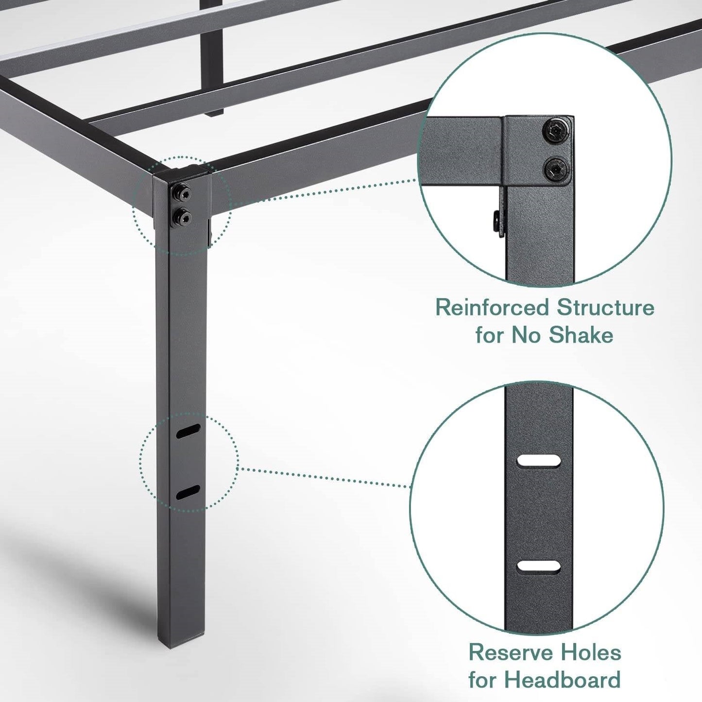 Full 18-inch Metal Platform Bed Frame with Under-Bed Storage Space