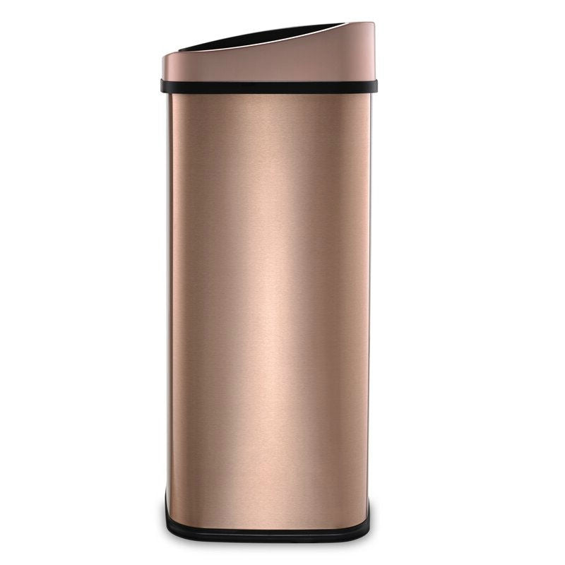 Gold Copper 13-Gallon Stainless Steel Kitchen Trash Can with Motion Sensor Lid