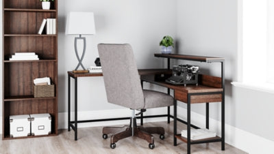 Ashley Signature Design Camiburg Home Office L-Desk with Storage Warm Brown H283-24