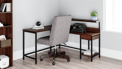 Ashley Signature Design Camiburg Home Office L-Desk with Storage Warm Brown H283-24