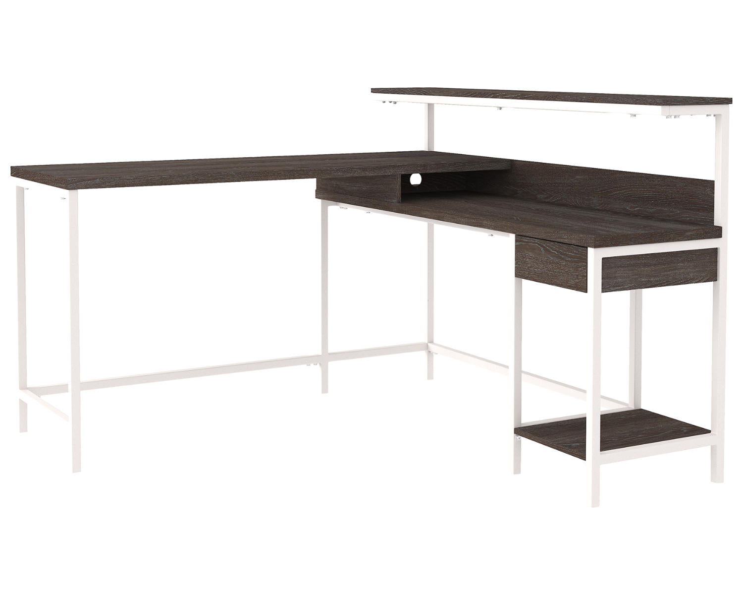 Ashley Signature Design Dorrinson Home Office L-Desk with Storage White;Black/Gray H287-24