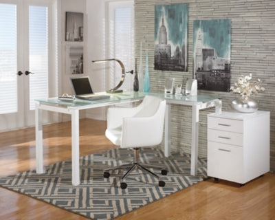 Ashley Signature Design Baraga Home Office L-Desk White H410-24