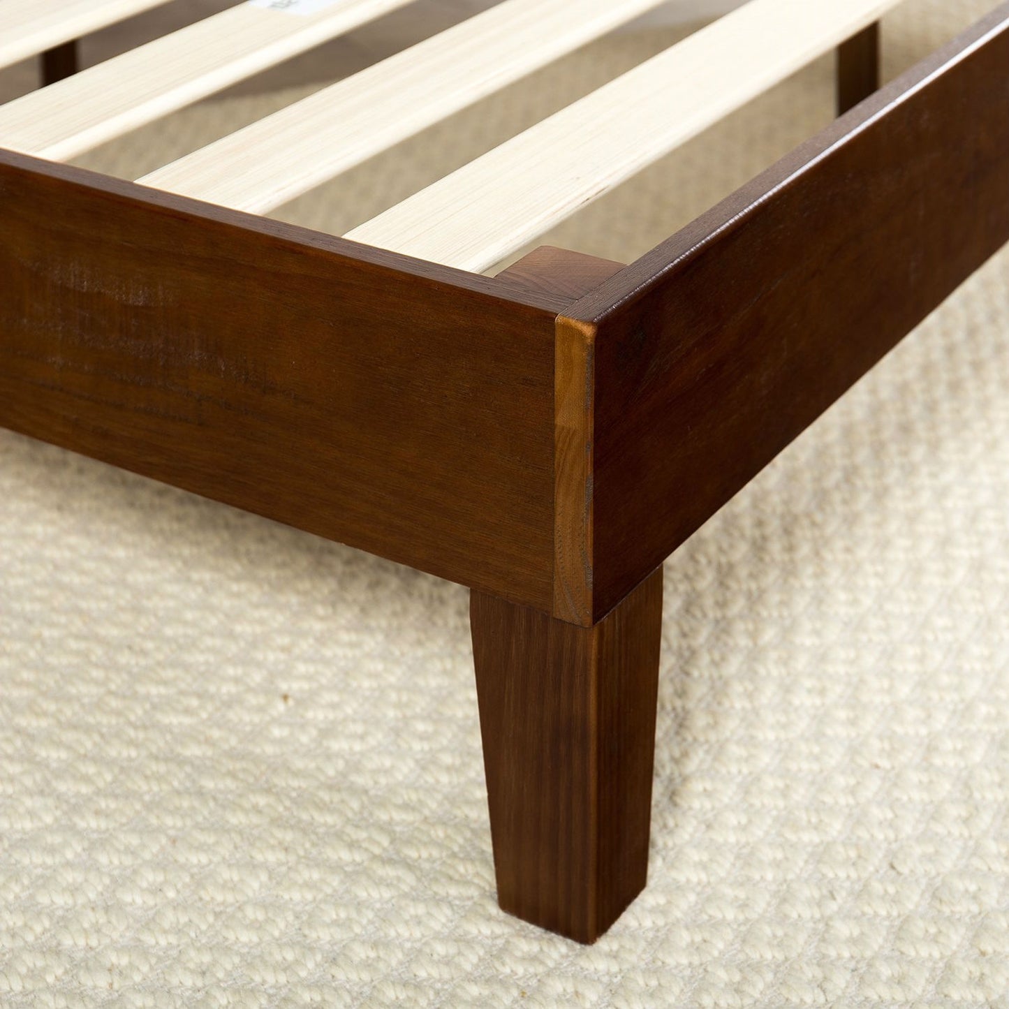 King size Low Profile Solid Wood Platform Bed Frame in Espresso Finish