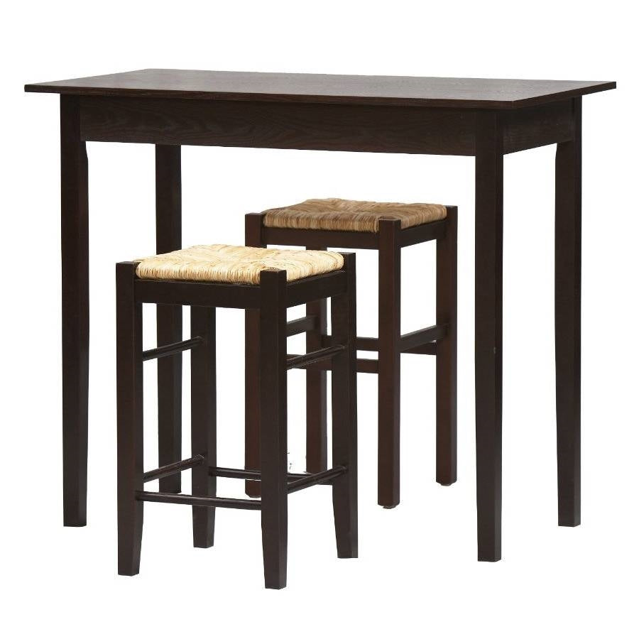 3 Piece Espresso Dining Set with Table and 2 Backless Stools