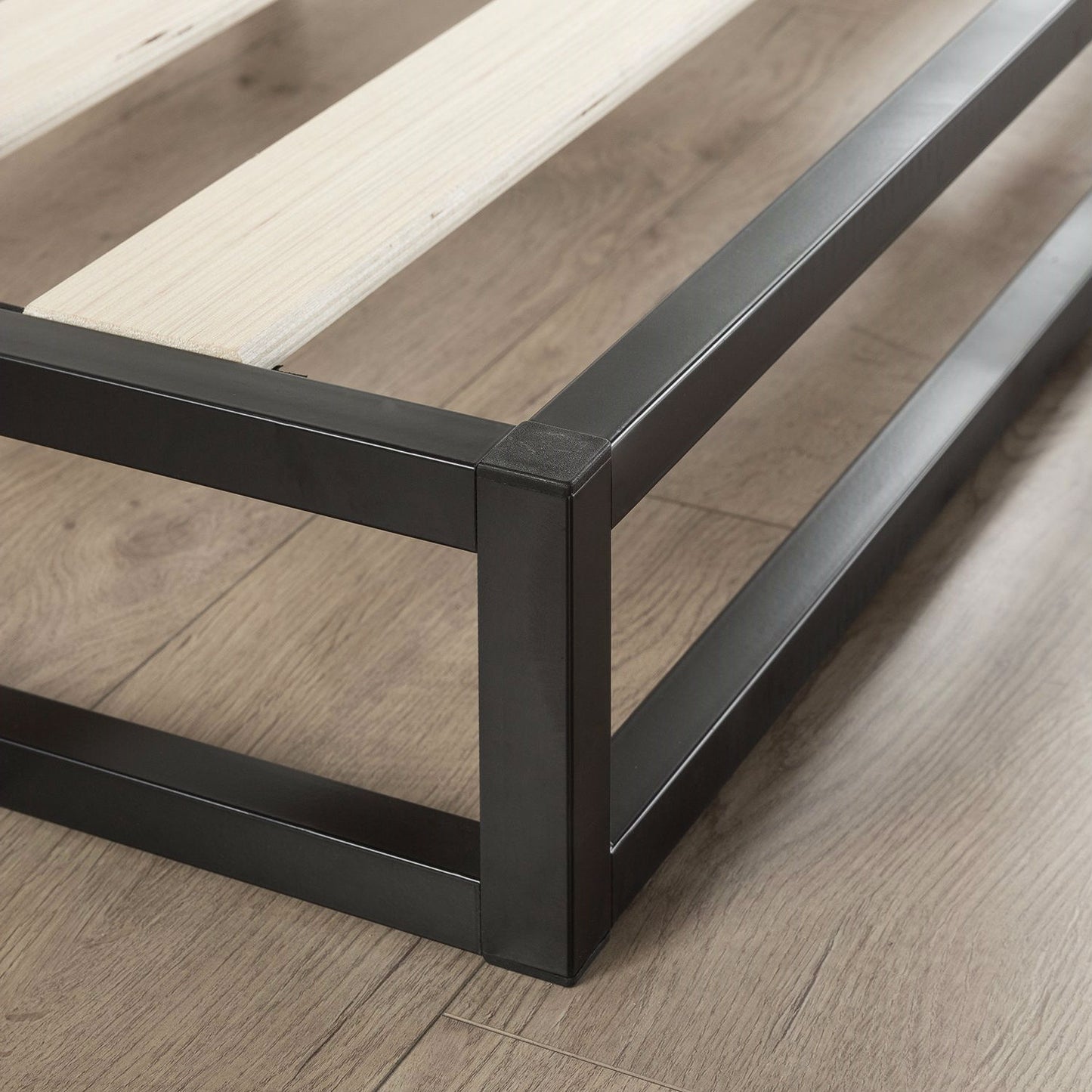 King 6-inch Low Profile Metal Platform Bed Frame with Wooden Support Slats