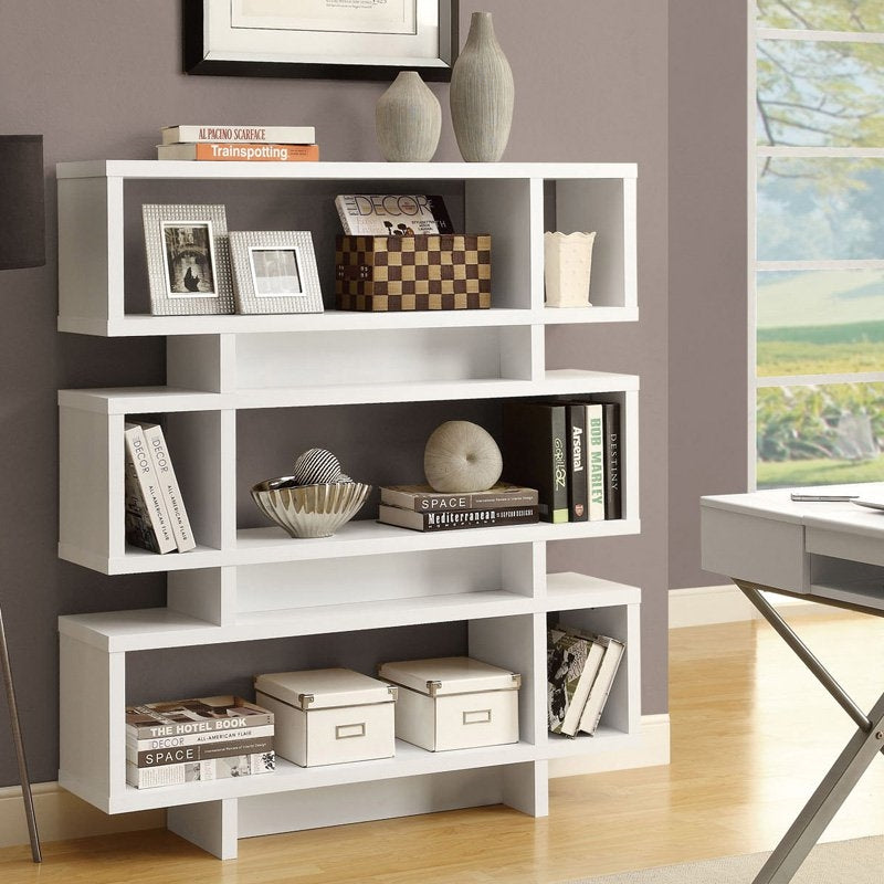White Modern Bookcase Bookshelf for Living Room Office or Bedroom