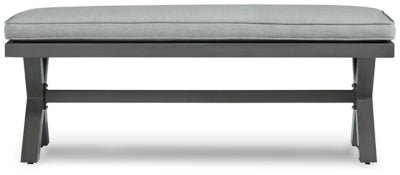 Ashley Signature Design Elite Park Outdoor Bench with Cushion Gray P518-600