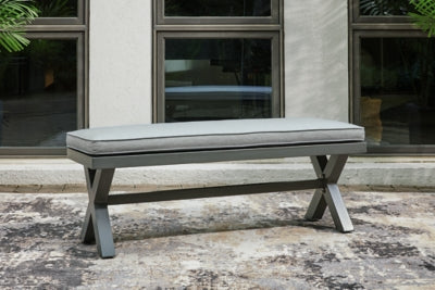 Ashley Signature Design Elite Park Outdoor Bench with Cushion Gray P518-600