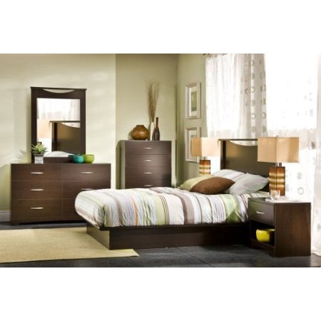 Modern 6-Drawer Bedroom Dresser in Chocolate Wood Finish