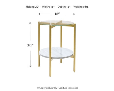Ashley Signature Design Wynora End Table White/Gold T192-6