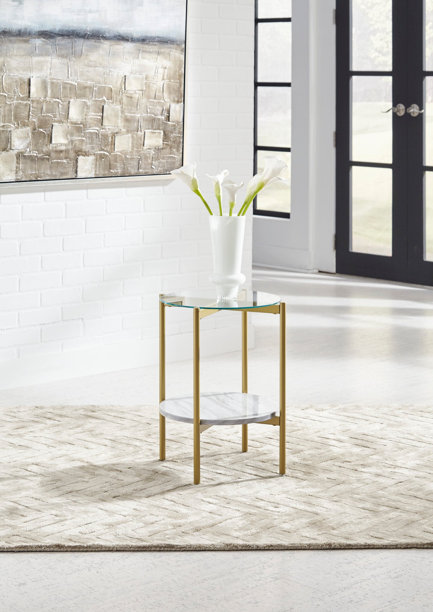Ashley Signature Design Wynora End Table White/Gold T192-6