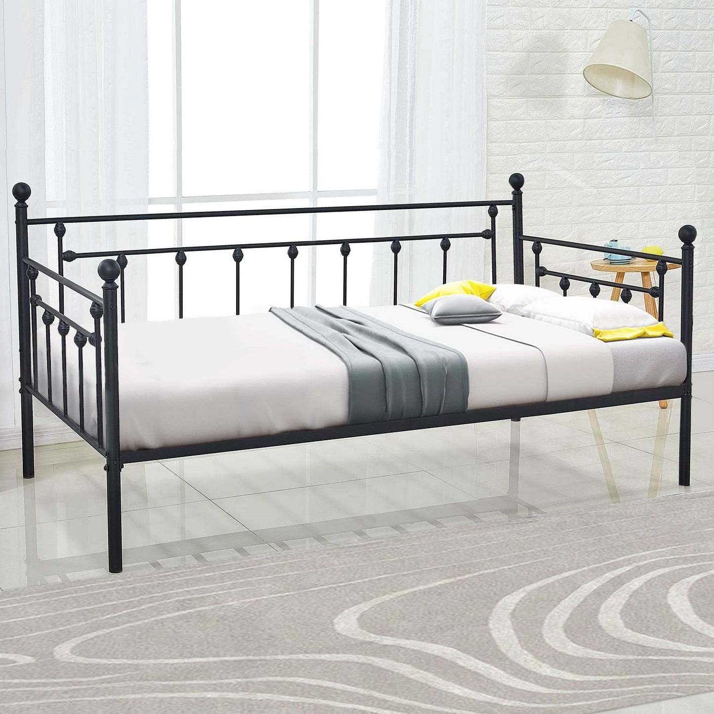 Twin size Classic Black Metal Daybed Frame