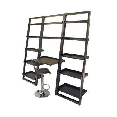 Set of 2 Modern Air-Lift Adjustable Bar Stools with Black Seat